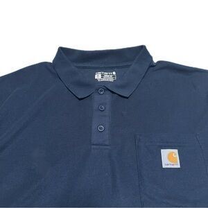 Carhartt Men’s Loose Fit Pocket Polo Shirt Navy Blue Pique XL TALL